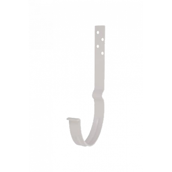 Гак кріплення жолоба довгий з комплектом кріплення, сталь, d-125 мм l-140 мм, білий, Aquasystem