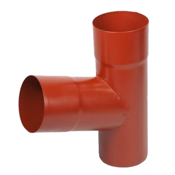 Трійник труби, сталь, d-90 мм, червоний, Aquasystem