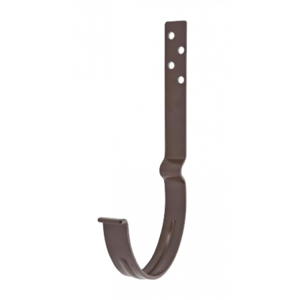 Гак кріплення жолоба довгий, сталь, l-140, d-125 мм, коричневий, Aquasystem