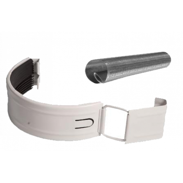 Сполучник жолоба в комплекті, сталь, d-150 мм, білий, Aquasystem