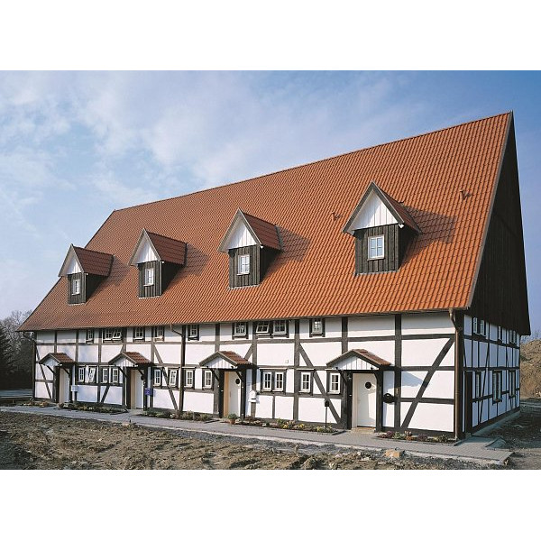 Цементно-піщана черепиця рядова, Harzer Pfanne 7, Star Matt, Класичний червоний, Braas