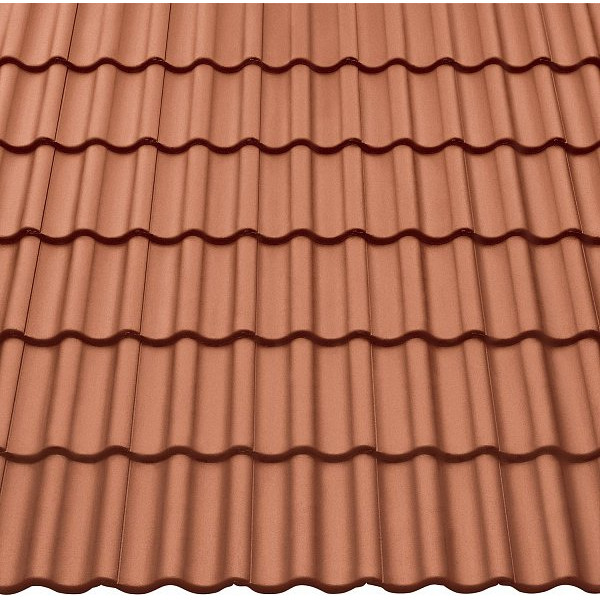 Цементно-піщана черепиця рядова, Harzer Pfanne 7, Star Matt, Медно-червоний, Braas