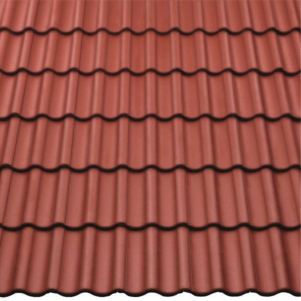 Цементно-піщана черепиця рядова, Harzer Pfanne 7, Star Matt, Темно-червоний, Braas