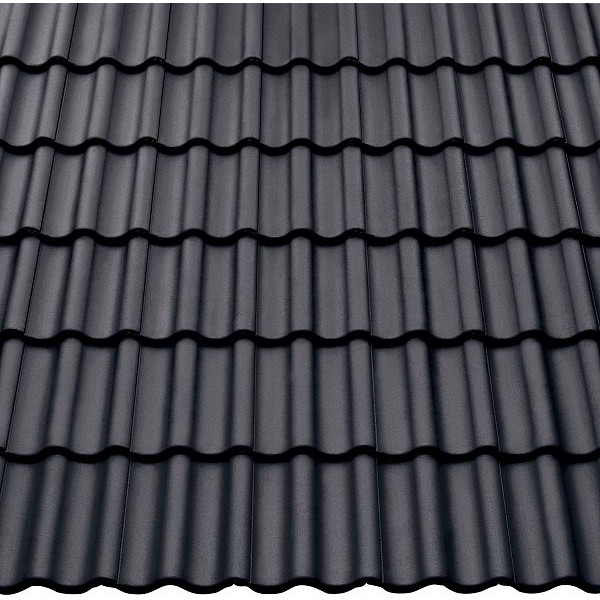 Цементно-піщана черепиця рядова, Harzer Pfanne 7, Star Matt, Чорний, Braas