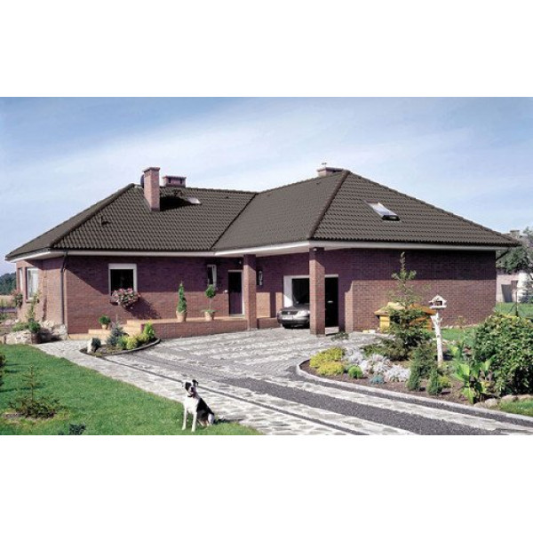 Цементно-піщана черепиця рядова, Taunus, Темно-коричневий, Braas