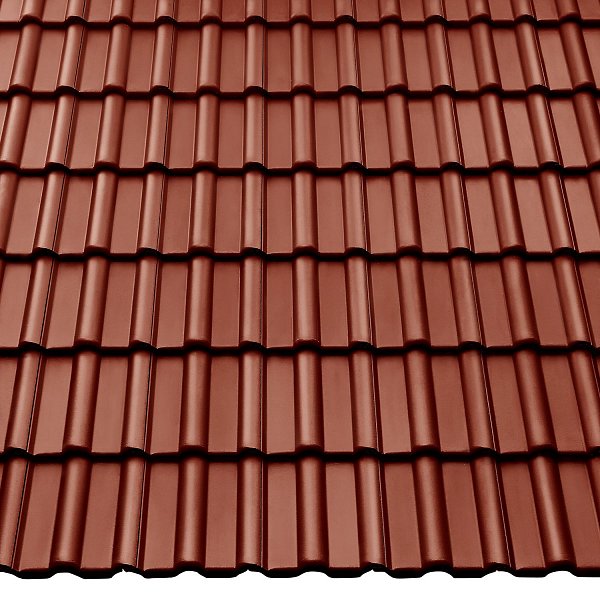 Цементно-піщана черепиця рядова, Франкфурт, Protegon Seidenmatt, Медно-червоний, Braas