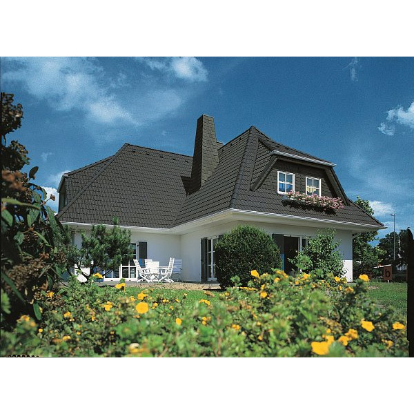 Цементно-піщана черепиця рядова, Франкфурт, Темно-коричневий, Braas