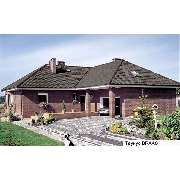 Цементно-піщана черепиця рядова, Taunus, Антік темно-коричневий, Braas