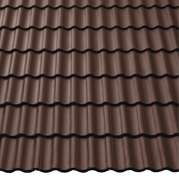 Цементно-піщана черепиця рядова, Harzer Pfanne, Star Matt, Темно-коричневий, Braas