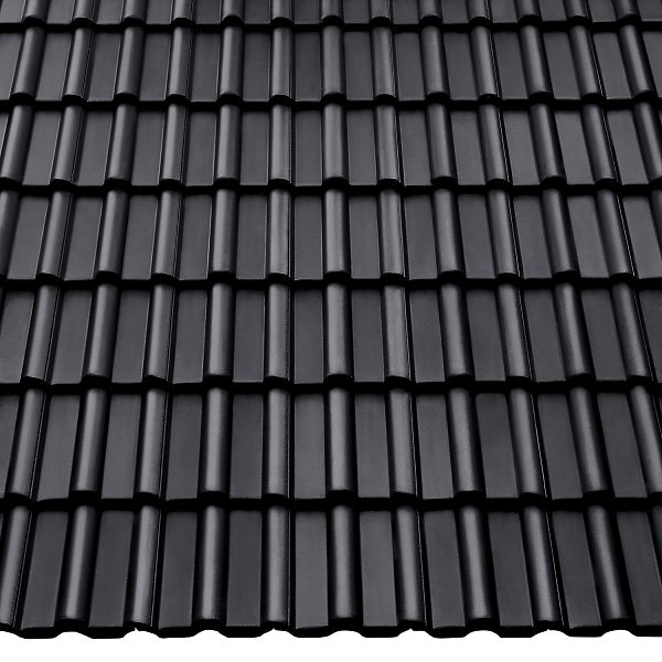 Цементно-піщана черепиця рядова, ФП, Protegon Seidenmatt, Чорний, Braas
