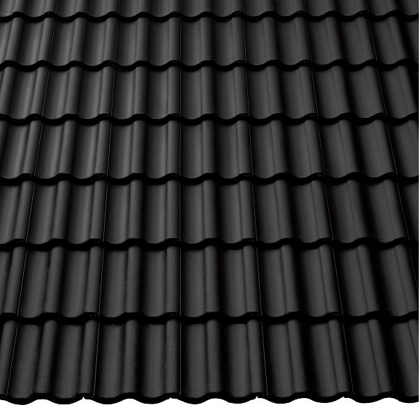 Цементно-піщана черепиця рядова, Harzer Pfanne, Star Matt, Чорний, Braas