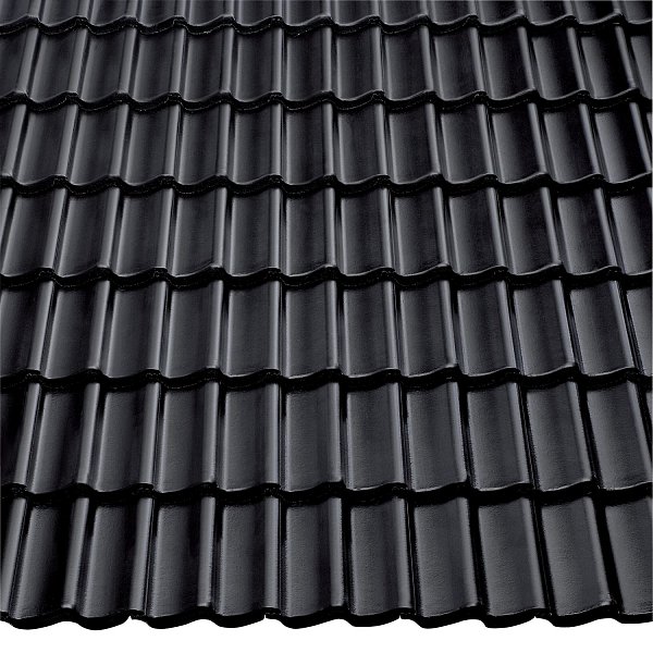 Цементно-піщана черепиця рядова, Doppel-S, Star Seidenmatt, Чорний, Braas