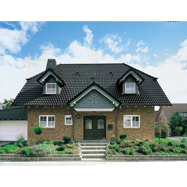 Цементно-піщана черепиця рядова, Doppel-S, Star Seidenmatt, Чорний, Braas