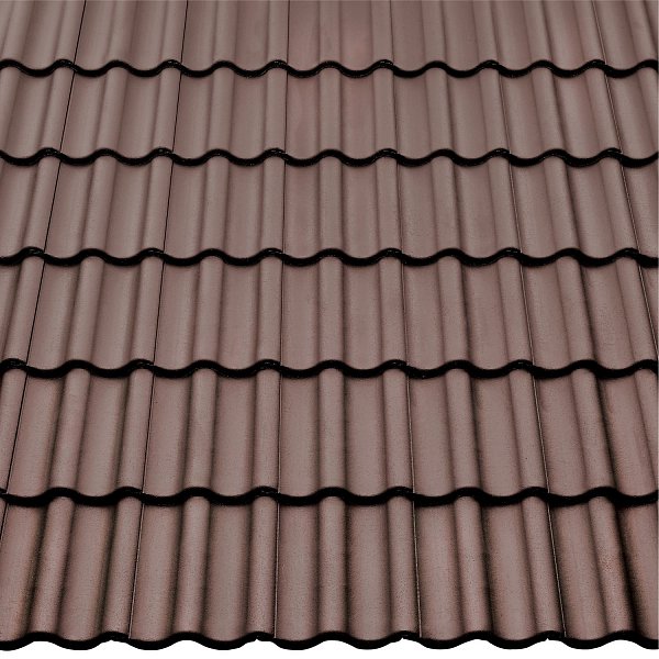 Цементно-піщана черепиця рядова, Harzer Pfanne 7, Темно-коричневий, Braas