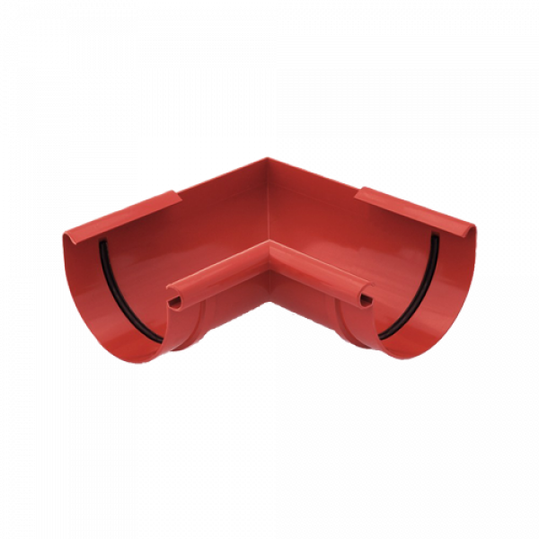 Кут внутрішній, 90 гр, пвх, d-125 мм, червоний, BRYZA