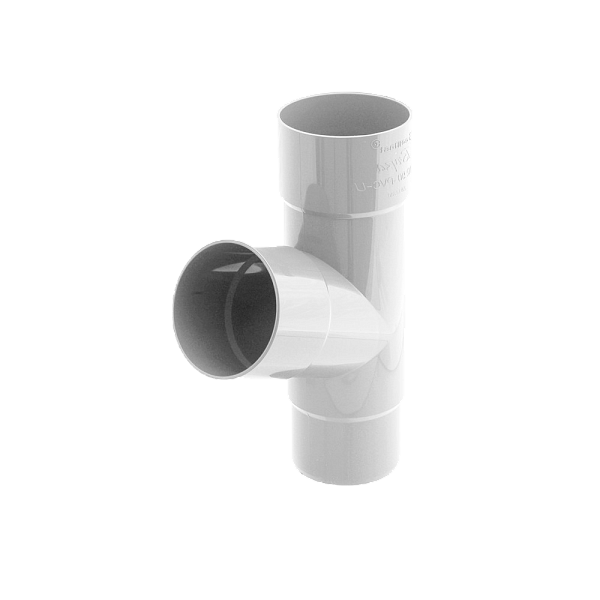 Трійник труби, пвх, d-90 мм, білий, BRYZA