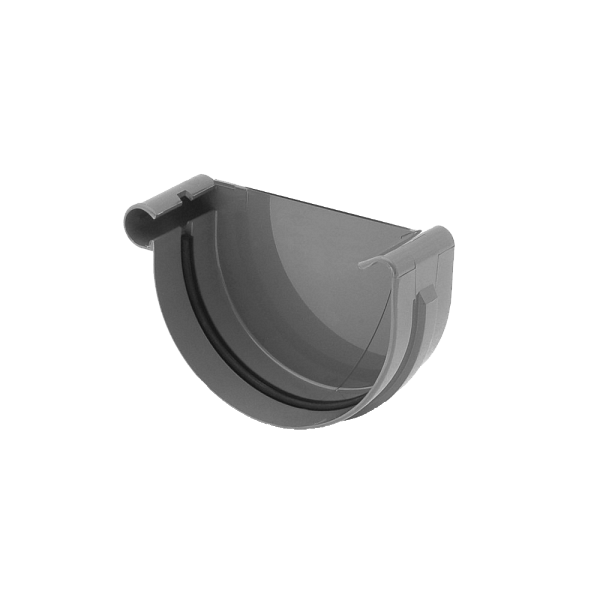 Заглушка жолоба ліва, пвх, d-125 мм, графіт, BRYZA