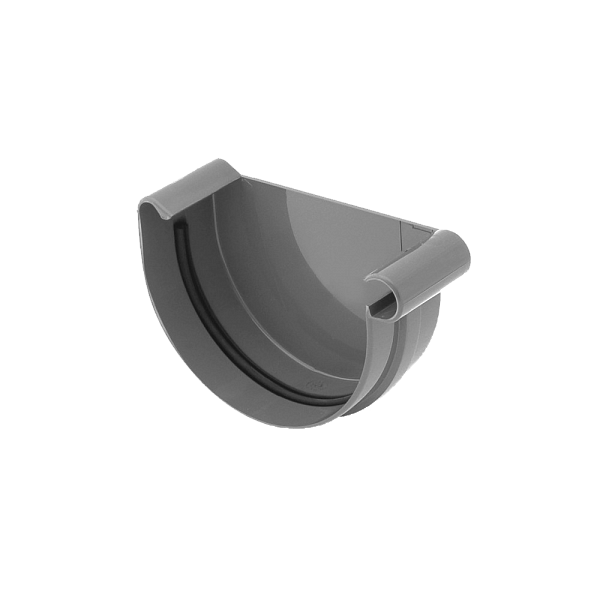 Заглушка жолоба права пвх, d-125 мм, графіт, BRYZA