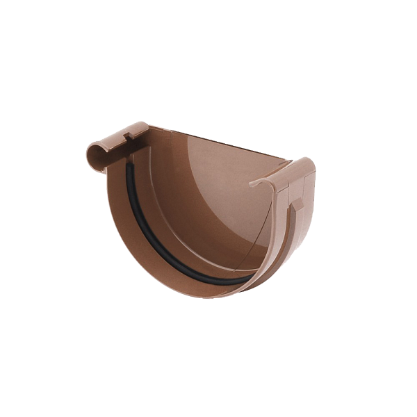 Заглушка жолоба права, пвх, d-75 мм, коричневий, BRYZA