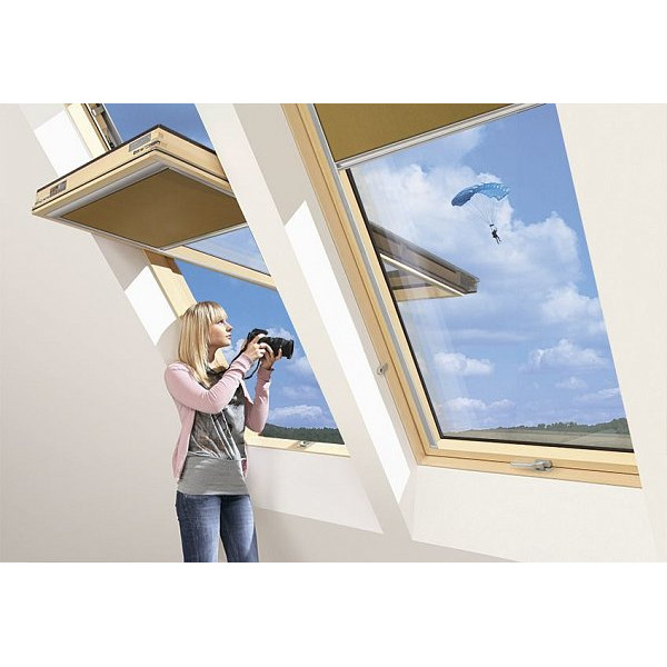 Дерев'яне мансардне вікно Fakro з піднесеною віссю повороту створки proSky, FDY-V U3 Duet proSky, 78x255, Середньоворотне відкривання