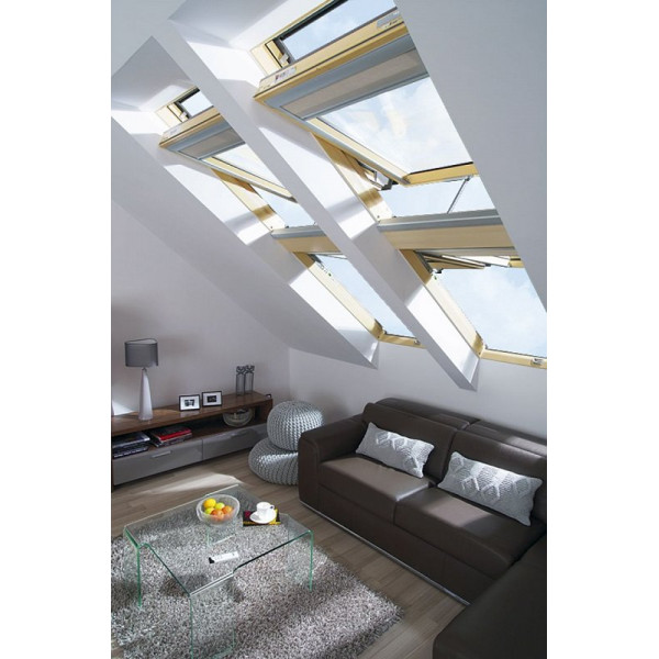 Дерев'яне мансардне вікно, FTP-V U3 Electro/Z-Wave, 94x140, Електричний привід відкривання, Fakro