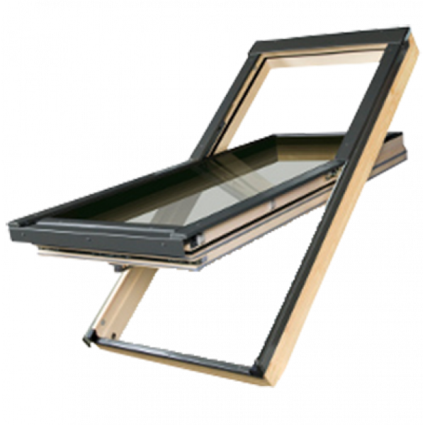 Енергозберігаюче дерев'яне мансардне вікно, FTT-U6 Thermo, 78x98, Середньоворотне відкривання, Fakro