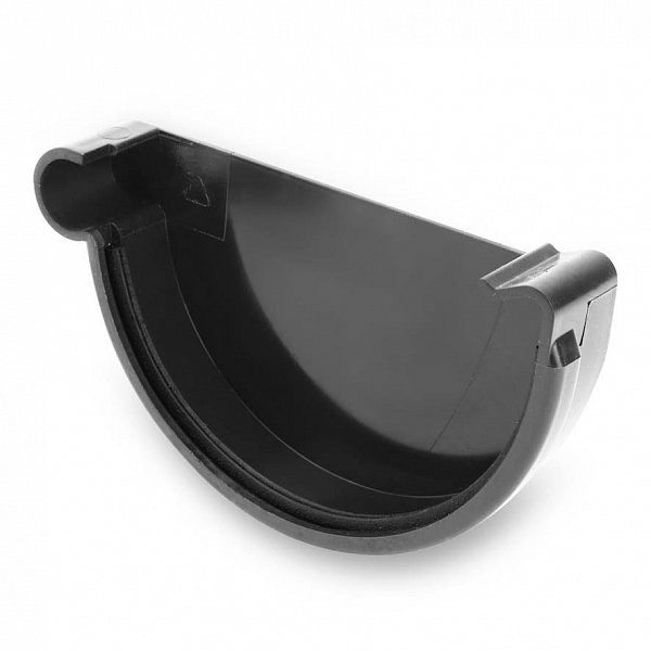 Заглушка ліва для жолоба ПВХ, 152 (130 )/100 мм, колір Графіт, Galeco