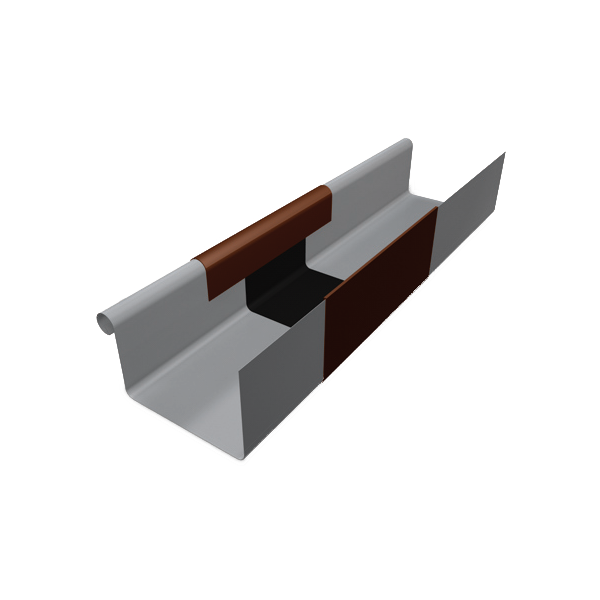 Компенсатор прямокутного жолоба 333 мм з накладкою для квадратного водостоку, алюміній, Коричневий, Prefa