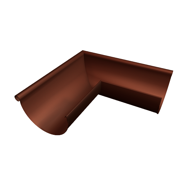 Кут напівкруглого жолоба 333 мм, зовнішній, алюміній, Горіхово-коричневий, Prefa