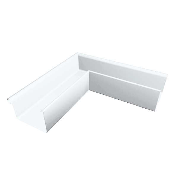 Кут прямокутного жолоба 333 мм для квадратного водостоку, зовнішній, алюміній, Білий, Prefa