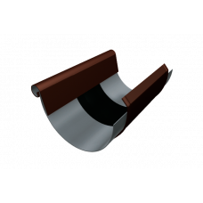 Компенсатор півкруглого жолоба 333 мм з накладкою, алюміній, Горіхово-коричневий, Prefa