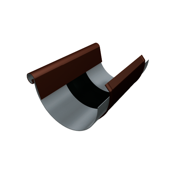 Компенсатор півкруглого жолоба 333 мм з накладкою, алюміній, Горіхово-коричневий, Prefa