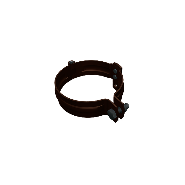 Хомут труби круглої d-100 мм, M10, без штира, алюміній, Оріхово-коричневий, Prefa