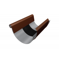 Компенсатор півкруглого жолоби 333 мм з накладкою, алюміній, Коричневий, Prefa