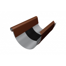 Компенсатор півкруглого жолоби 333 мм з накладкою, алюміній, Коричневий, Prefa