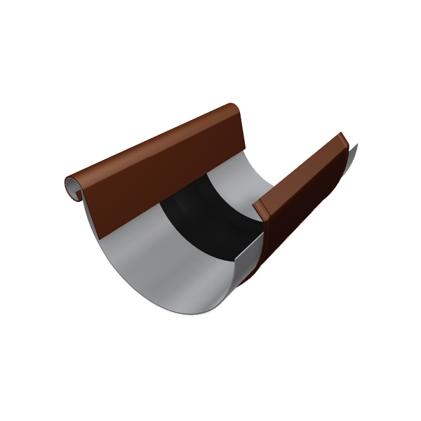 Компенсатор півкруглого жолоби 333 мм з накладкою, алюміній, Коричневий, Prefa