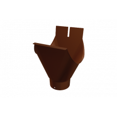 Вихід з півкруглого жолоби d-100 мм, 333 мм, алюміній, Коричневий, Prefa