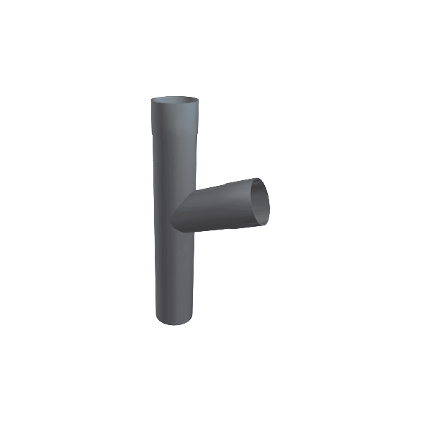 Трійник труби 100/100 для круглого водостоку, алюміній, Темно-сірий RAL 7016, Prefa