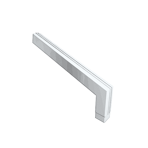 Коліно для квадратного водостоку 72 градуси d-100 мм довге, алюміній, Білий, Prefa