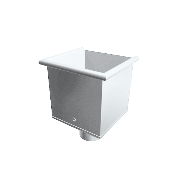 Одиночна вирва труби квадратної, d-100 мм, алюміній, Білий, Prefa