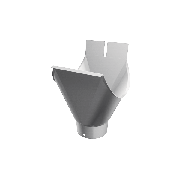 Вихід з півкруглого жолоби d-100 мм, 333 мм, алюміній, Білий, Prefa