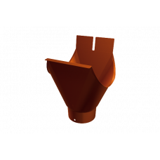 Вихід з півкруглого жолоби d-100 мм, 333 мм, алюміній, Черепично-червоний (RAL 8004), Prefa