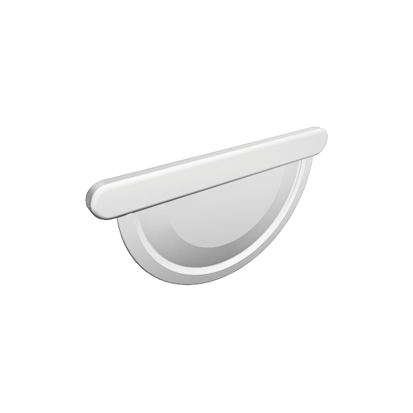 Заглушка напівкруглого жолоба універсальна 333 мм, алюміній, Білий, Prefa