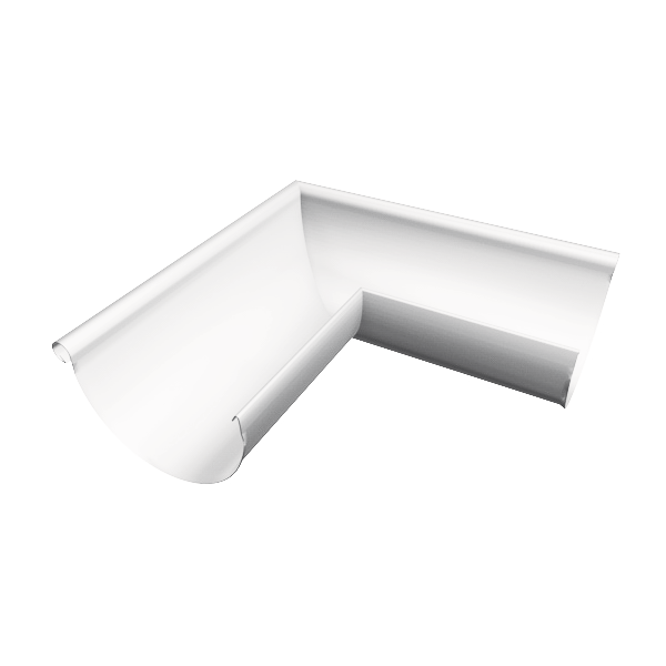 Кут напівкруглого жолоби 333 мм, зовнішній, алюміній, Білий, Prefa
