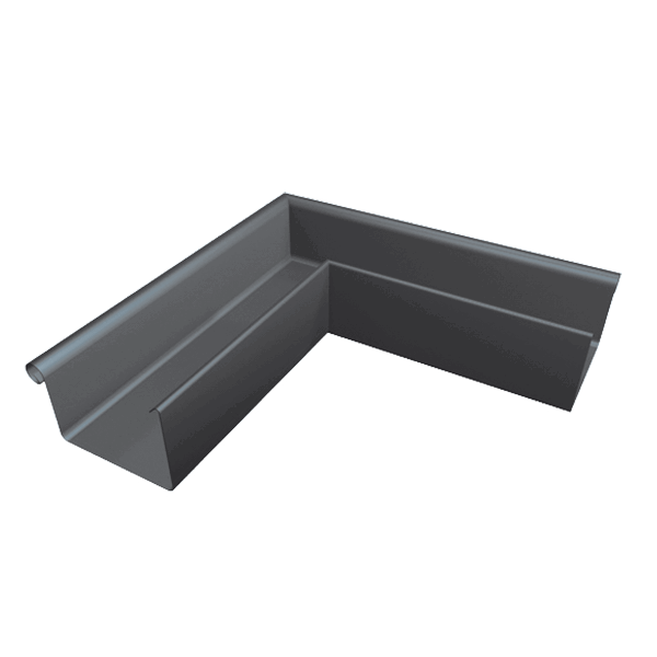 Кут прямокутного жолоба 333 мм для квадратного водостоку, зовнішній, алюміній, Темно-сірий RAL 7016, Prefa