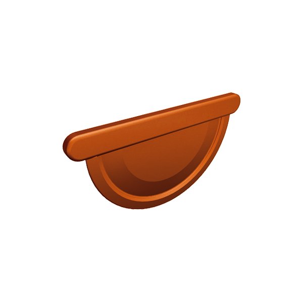 Заглушка полукруглого желоба универсальная 333 мм, алюминий, Черепично-красный (RAL 8004), Prefa