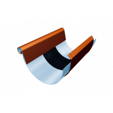 Компенсатор півкруглого жолоби 333 мм з накладкою, алюміній, Черепично-червоний (RAL 8004), Prefa