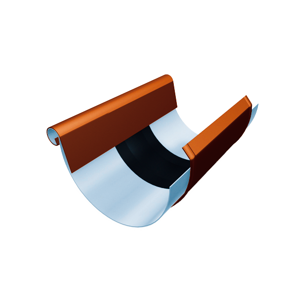 Компенсатор півкруглого жолоби 333 мм з накладкою, алюміній, Черепично-червоний (RAL 8004), Prefa