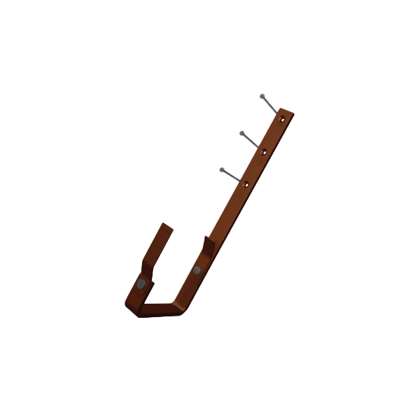Гак прямокутного жолоба 333/28x7 мм, алюміній для квадратного водостоку, Коричневий, Prefa