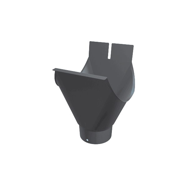 Вихід з півкруглого жолоба d-100 мм, 333 мм, алюміній, Темно-сірий RAL 7016, Prefa